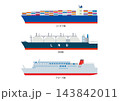 3種の働く大型船のイラスト 143842011