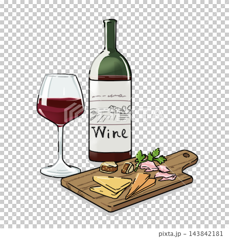 ワインとチーズのイラスト 143842181