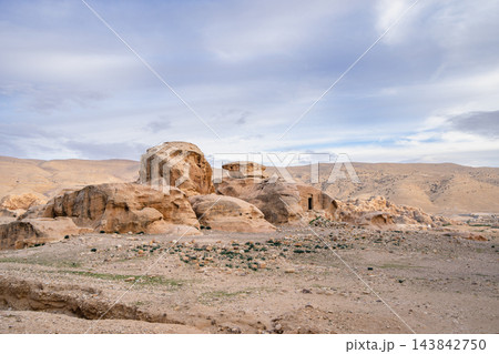 Sandstone formations at Little Petra in Jordan 143842750