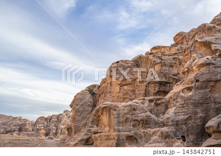 Sandstone cliffs in Little Petra, Jordan Sandstone cliffs in Little Petra, Jordan 143842751