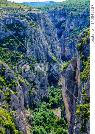 Mountains landscape with river canyon. Verdon Gorge in Provence France. 143843187