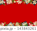 Merry christmas card template background with gift boxes and copy space on red background. 143843261