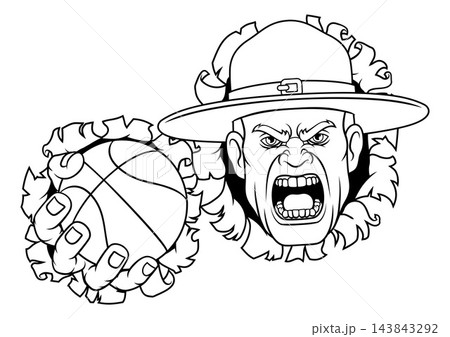 Drill Instructor Sergeant Basketball Sports Mascot Drill Instructor Sergeant Basketball Sports Mascot 143843292