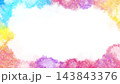 鮮やかなカラフル水彩風フレーム背景_中央に余白のある横長の抽象アート 143843376