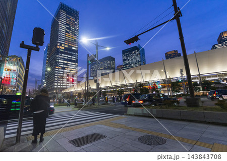 Tokyo, Japan - Feb 5, 2026 : The Grand roof of Tokyo Station, Yaesu Exit at twilight in Tokyo, Japan on Feb 5, 2026. 143843708