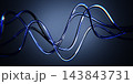 Abstract 3D glass sound waves, translucent curved lines flowing on dark blue gradient background. Modern dynamic music, audio frequency, rhythm and acoustic technology concept render. 3D illustration Abstract 3D glass sound waves, translucent curved lines flowing on dark blue gradient background. Modern dynamic music, audio frequency, rhythm and acoustic technology concept render. 3D illustration 143843731