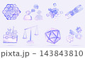 Glass 3D business and technology icon set with holographic gradient render. AI data cube, chatting people, chain link, toolbox, scale, key and gears. Teamwork, communication, settings. 3D illustration Glass 3D business and technology icon set with holographic gradient render. AI data cube, chatting people, chain link, toolbox, scale, key and gears. Teamwork, communication, settings. 3D illustration 143843810