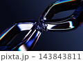 Abstract 3D glossy glass chain links in perspective. Neon square diagonal pattern with glow blue light effect, vibrant chromatic aberration on dark background. Modern futuristic tech. 3D illustration Abstract 3D glossy glass chain links in perspective. Neon square diagonal pattern with glow blue light effect, vibrant chromatic aberration on dark background. Modern futuristic tech. 3D illustration 143843811
