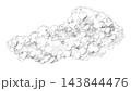 A cloud of foam, rendered as a hand-drawn pencil illustration. Suitable for designs related to cosmetics, cleaning services, water parks, laundries, car washes, breweries, household chemical products. 143844476
