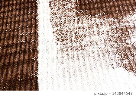 Abstract brown acrylic paint roller geometric print texture on white canvas background, creative artistic background composition with square block pattern, modern grunge wall art element 143844548