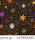Colorful starburst seamless pattern with abstract fireworks on dark background 143844985