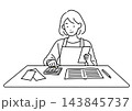 家計簿をつける主婦のイラスト 143845737