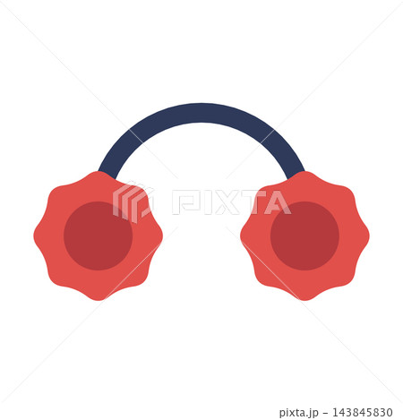Red fluffy earmuffs with navy headband, cozy winter accessory clipart isolated on white 143845830