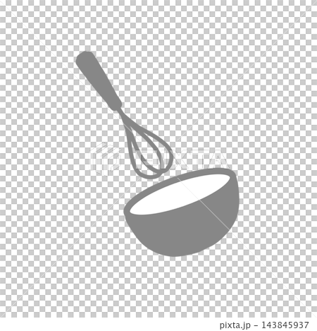 Simple hand-drawn style illustration of a whisk and bowl (gray) Simple hand-drawn style illustration of a whisk and bowl (gray) 143845937