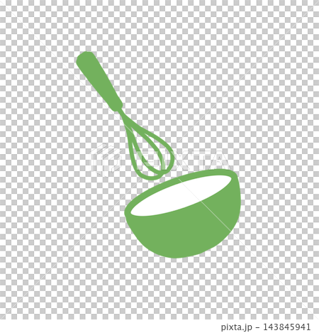 Simple hand-drawn style illustration of a whisk and bowl (green) Simple hand-drawn style illustration of a whisk and bowl (green) 143845941