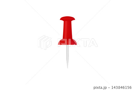 Red thumbtack map pin isolated on white background with copy space for business presentation Red thumbtack map pin isolated on white background with copy space for business presentation 143846156