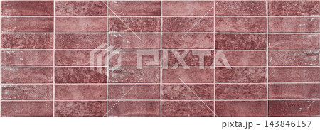 Red ceramic tile wall texture background as seamless pattern for kitchen and bathroom design 143846157