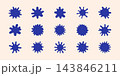 Blue Ink Splatter Solid Icon Set. Creative Design, Art Expression, And Abstract Pattern Silhouette Symbol Collection. Versatile For Graphic Design And Decoration. Isolated Vector Illustration 143846211