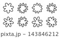 Abstract Floral Shape Line Icon Set. Decorative Flower Petal Patterns Outline Symbol Collection. Design Elements For Art, Craft, And Decoration Projects. Editable Stroke. Isolated Vector Illustration 143846212