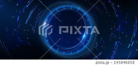 Abstract blue HUD background with glowing ring. 143846858