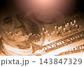 Business man on digital stock market financial indicator background. Digital business and stock market financial indicator on LED. Double exposure of business man and digital stock market financial. 143847329