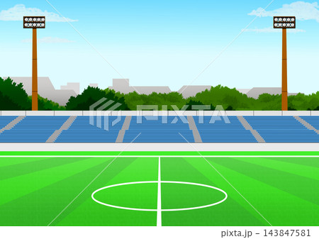 サッカースタジアムのピッチ サッカースタジアムのピッチ 143847581