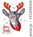 Christmas Funny close up goat with tongue engraved vector illustration 143848206