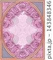 ピンクの薔薇に囲まれたアンティーク楕円フレーム背景素材 ピンクの薔薇に囲まれたアンティーク楕円フレーム背景素材 143848346