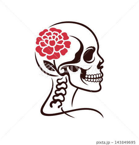 Day of the dead skull with flower 143849695