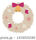 クリスマスリースと冬のオーナメントのイラスト 143850280