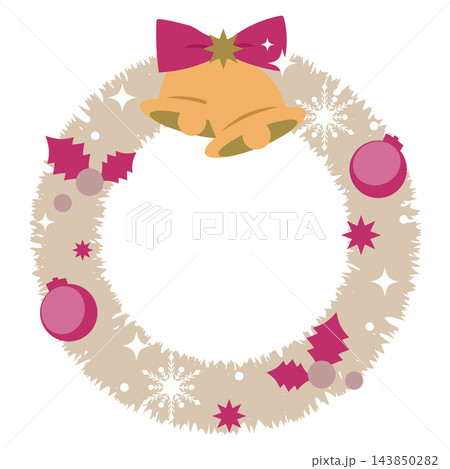 アイボリーとピンクのかわいいクリスマスリース 143850282