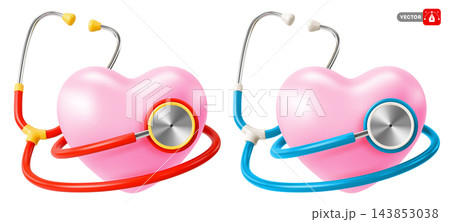 Stethoscope And Pink Heart 3D Vector Stethoscope And Pink Heart 3D Vector 143853038