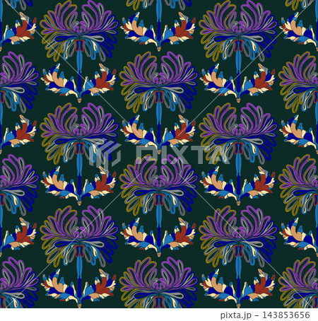 seamless pattern with decorative flowers 143853656