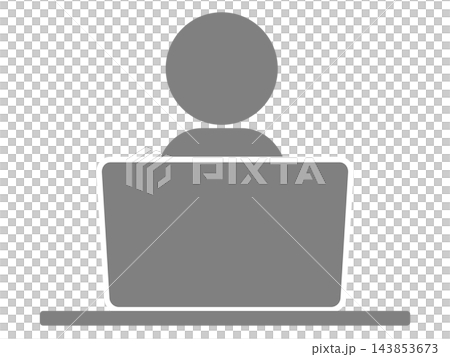 Silhouette of a person working on a computer Silhouette of a person working on a computer 143853673