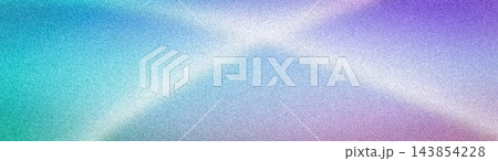 Abstract wide grainy background featuring a soft gradient of teal, blue, purple, and white. High-quality noisy texture ideal for 4K wallpapers and web banners 143854228