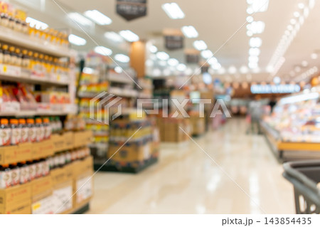 食品販売と消費をイメージするスーパーマーケットの背景 食品販売と消費をイメージするスーパーマーケットの背景 143854435