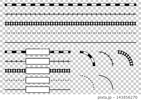 色々な種類の線路のイラストセット。地図に最適。 143856270