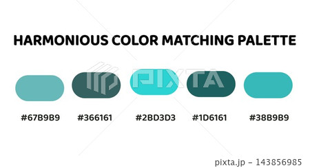 Harmonious color palette with five colors. This palette creates a cohesive and calming look, perfect for aquatic-themed designs. Light Teal, Steel Blue, Turquoise, Teal, Aqua. 51. Harmonious color palette with five colors. This palette creates a cohesive and calming look, perfect for aquatic-themed designs. Light Teal, Steel Blue, Turquoise, Teal, Aqua. 51. 143856985