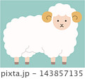 かわいい羊のベクターイラスト。干支、十二支、未、ゆるい、アイコン、ひつじ、未年、年賀状 143857135