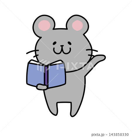 本を開いて説明するネズミ 143858330