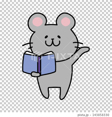 本を開いて説明するネズミ 143858330