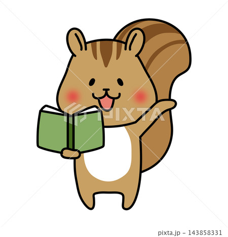 本を開いて説明するリス 143858331
