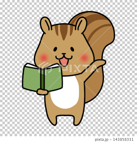 A squirrel opens a book and explains 143858331