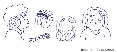 Autism Sensory Kids Headphones Line Art. Children Noise Cancelling Headset Collection for Neurodiversity, Calm Comfort, Overload Protection and Special Needs. Isolated Vector Illustration Hand Drawn Autism Sensory Kids Headphones Line Art. Children Noise Cancelling Headset Collection for Neurodiversity, Calm Comfort, Overload Protection and Special Needs. Isolated Vector Illustration Hand Drawn 143858699