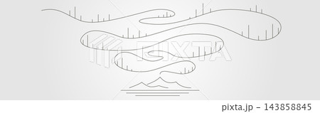 aurora borealis with mountain line art background illustration design 143858845
