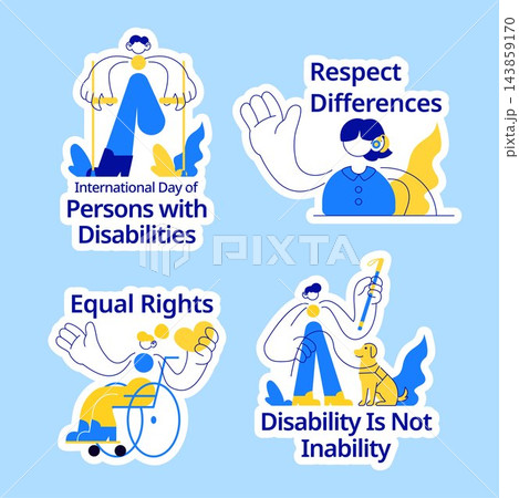 Flat Cartoon Label Illustration for International Day for Persons with Disabilities Social Media Flat Cartoon Label Illustration for International Day for Persons with Disabilities Social Media 143859170