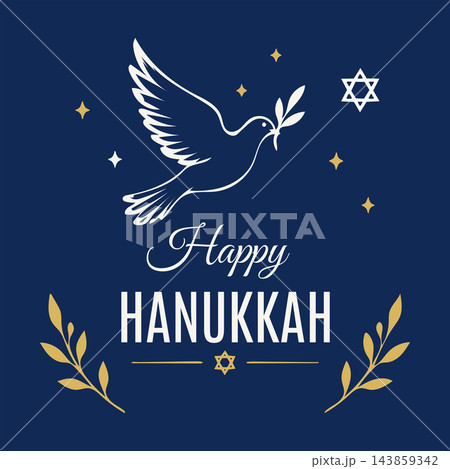 Happy Hanukkah Dove and Star of David 143859342