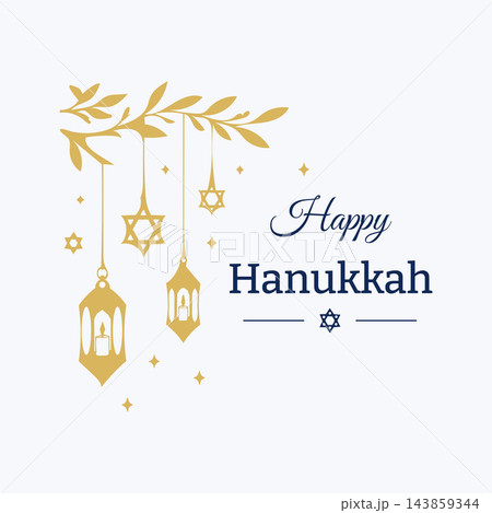 Happy Hanukkah Gold Lantern Design 143859344
