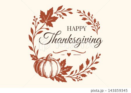 Happy Thanksgiving Autumn Wreath Design 143859345