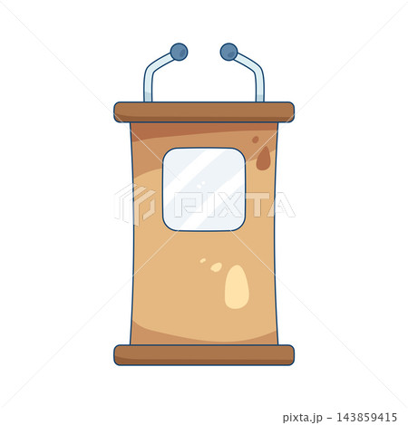 Illustration of graduation podium with microphones 143859415
